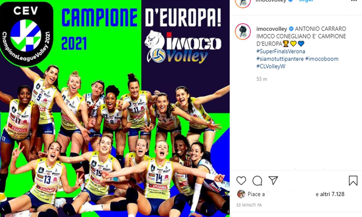 Conegliano Campione d'Europa di volley: battuto il Vakifbank 3-2 al tie break