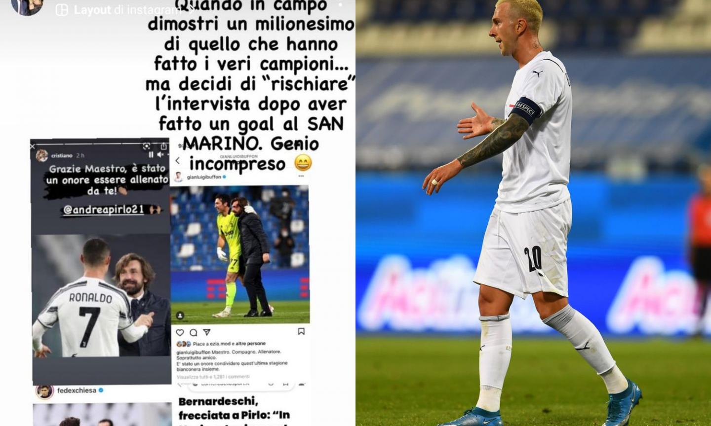 Esonero Pirlo, la compagna contro Bernardeschi: 'Parli dopo un gol al San Marino... che genio!' FOTO