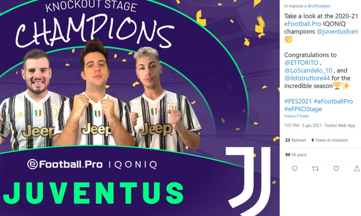 La Juve trionfa in Europa: vinta la 'Champions' di eFootball PES 2021 