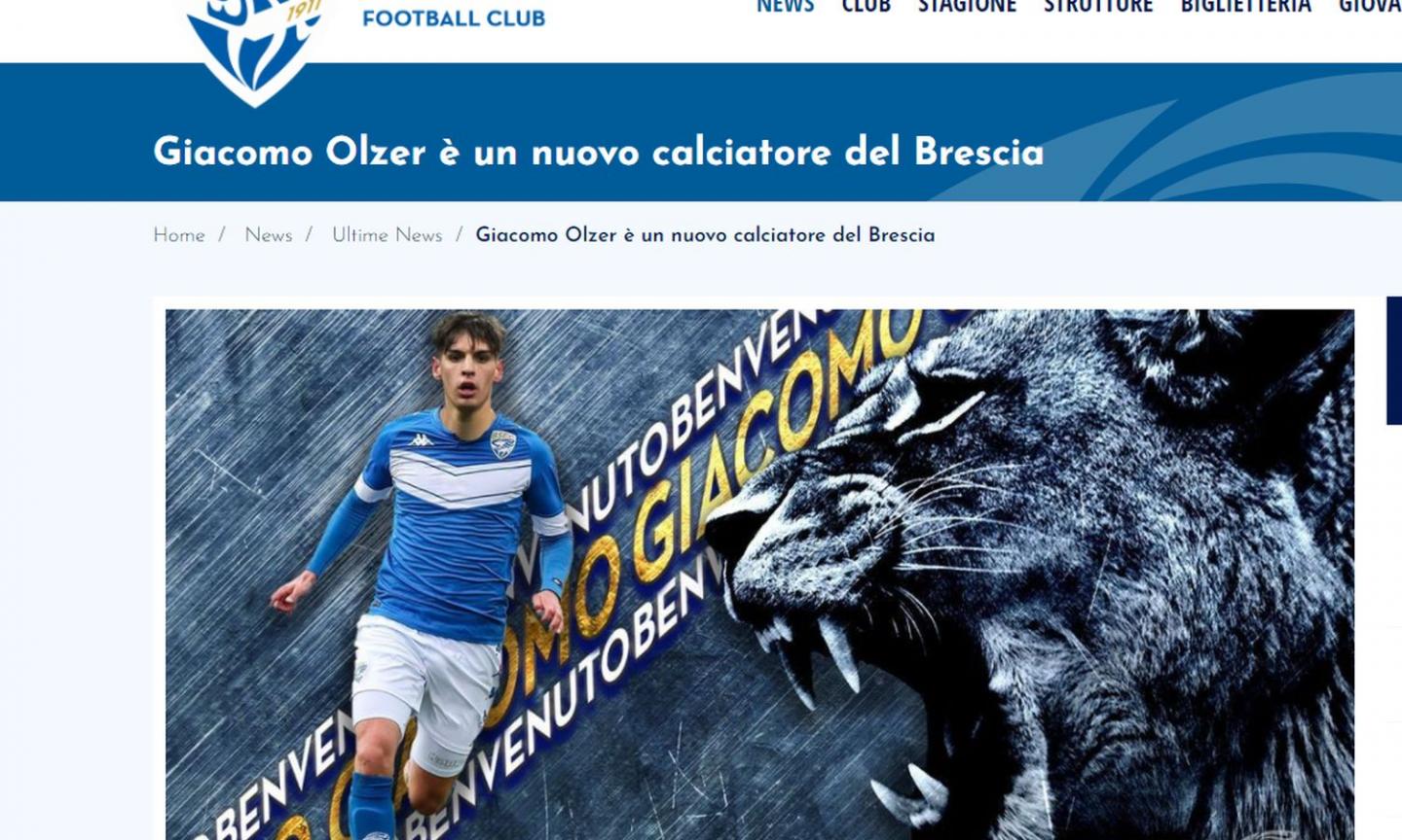 Milan, UFFICIALE: ceduto Olzer al Brescia, c'è il diritto di recompra