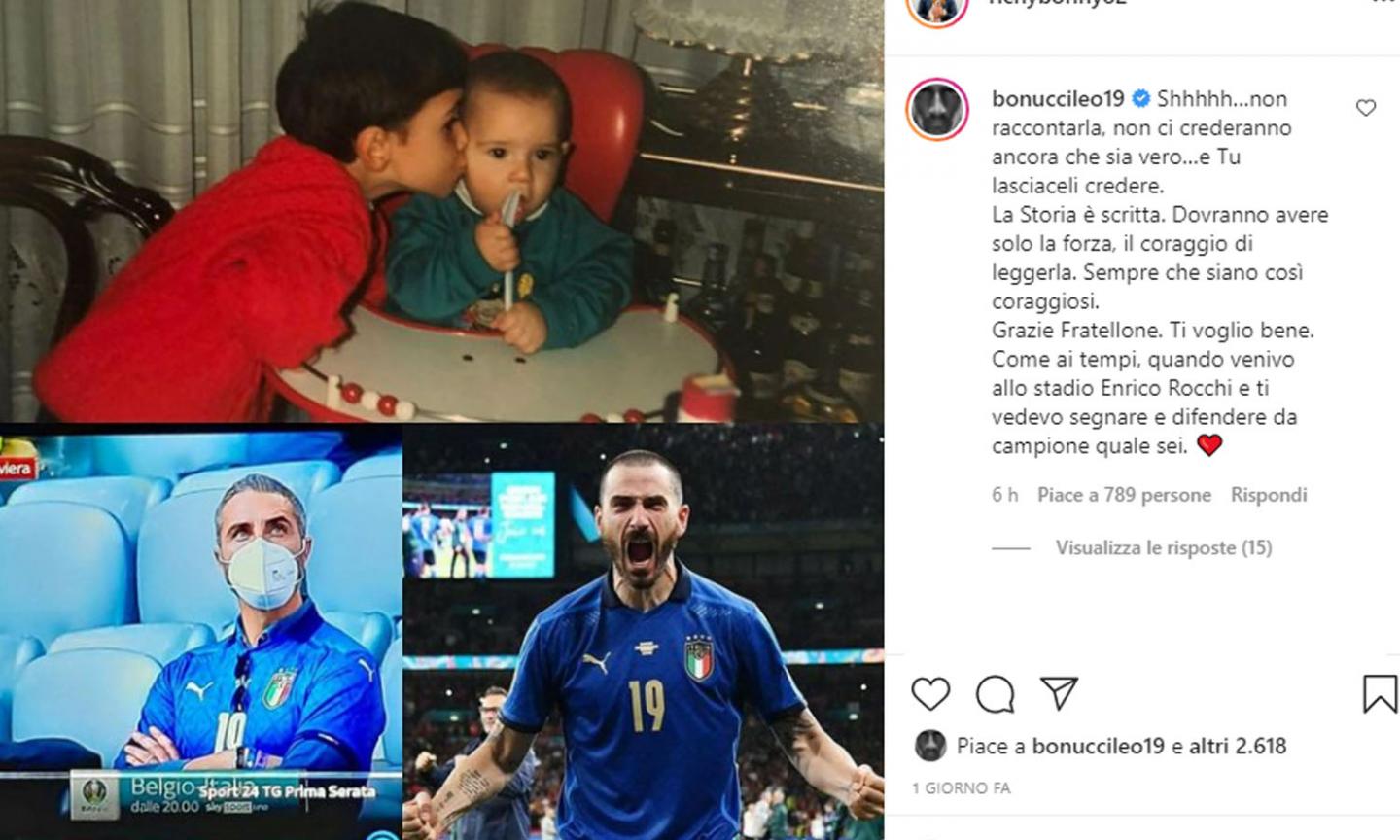 Fratello Bonucci: 'Troppe fesserie su di lui. Ha spazzato via i critici da bar'. Lui commenta: 'Non hanno il coraggio di...'