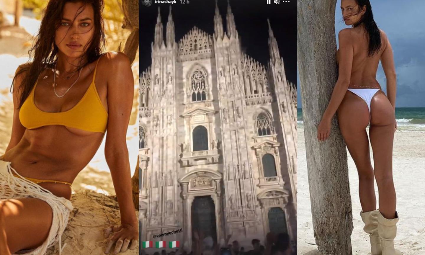 Anche Irina Shayk, l'ex di Ronaldo, in Duomo a Milano per festeggiare la finale dell'Italia FOTO e VIDEO