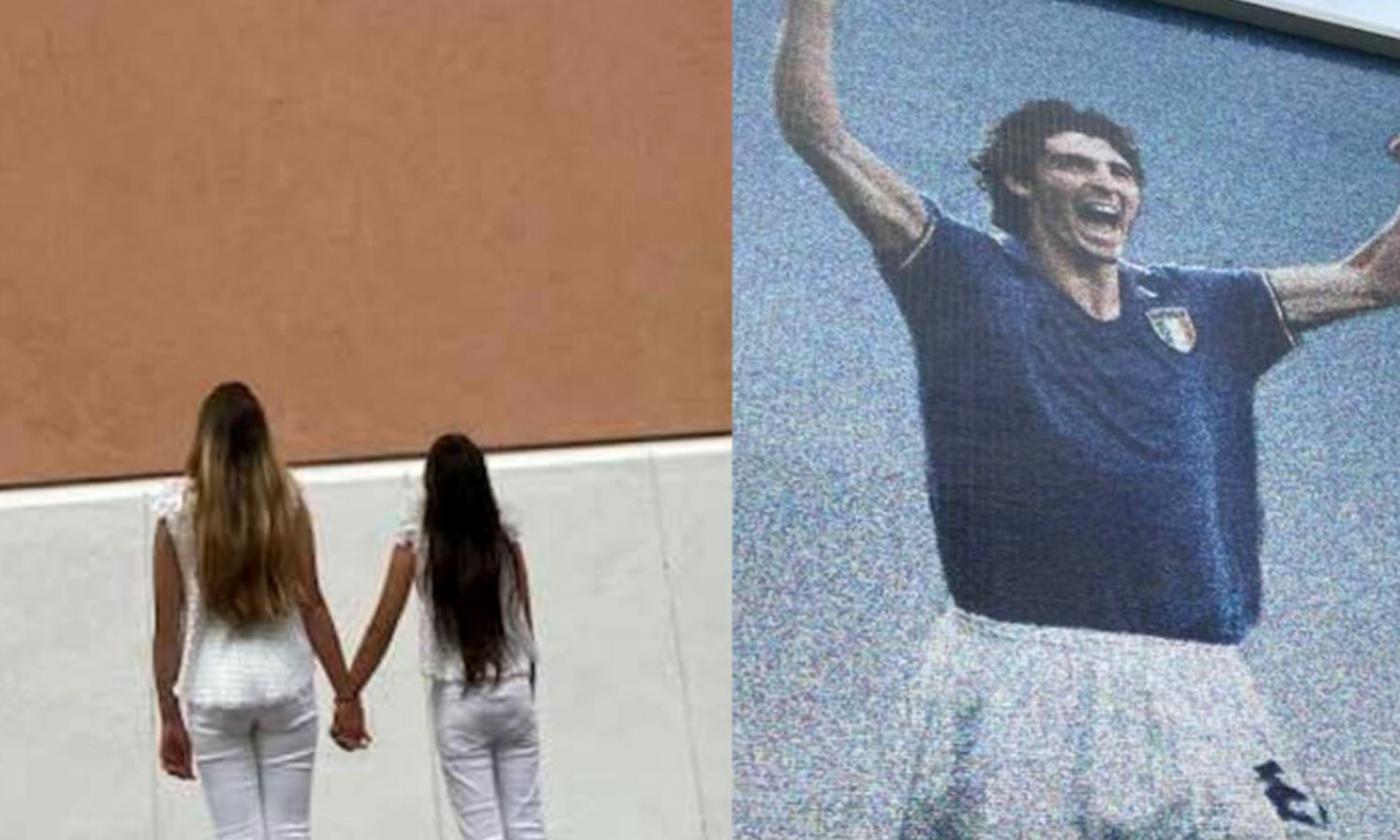 La moglie e la figlia di Paolo Rossi al murales di Foggia a lui dedicato: 'Arrivate da te... Meraviglia'