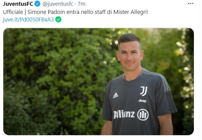 Juve, è UFFICIALE il ritorno di Padoin: farà parte dello staff di Allegri