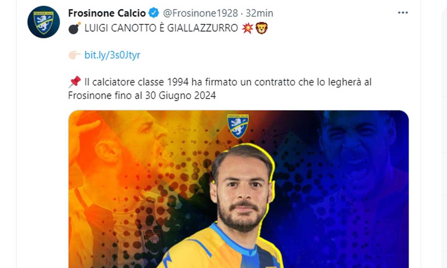 Frosinone, UFFICIALE: ha firmato Canotto