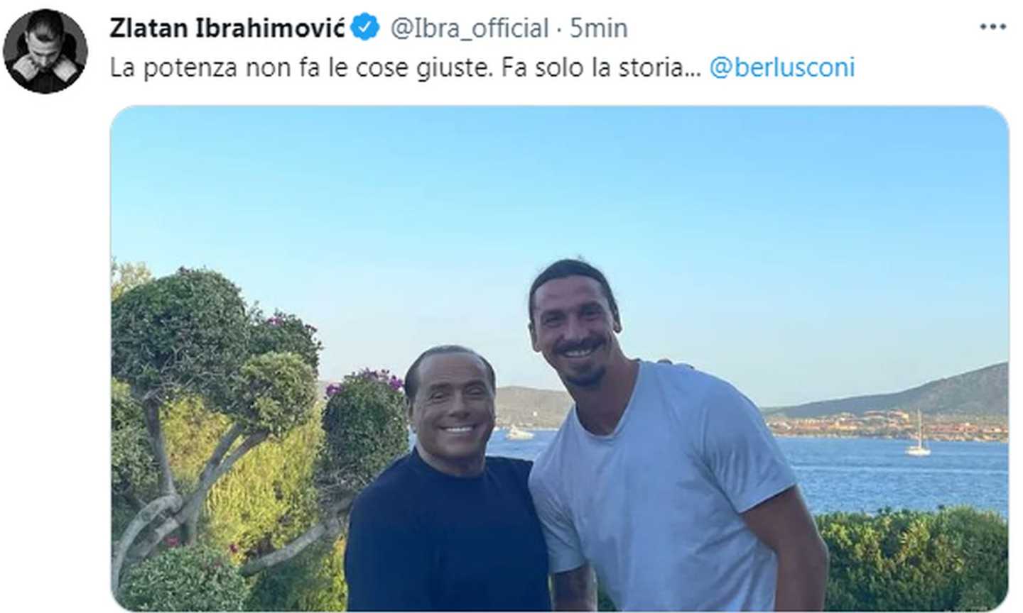 Ibrahimovic, FOTO con Berlusconi: 'La potenza non fa le cose giuste, fa solo la storia'