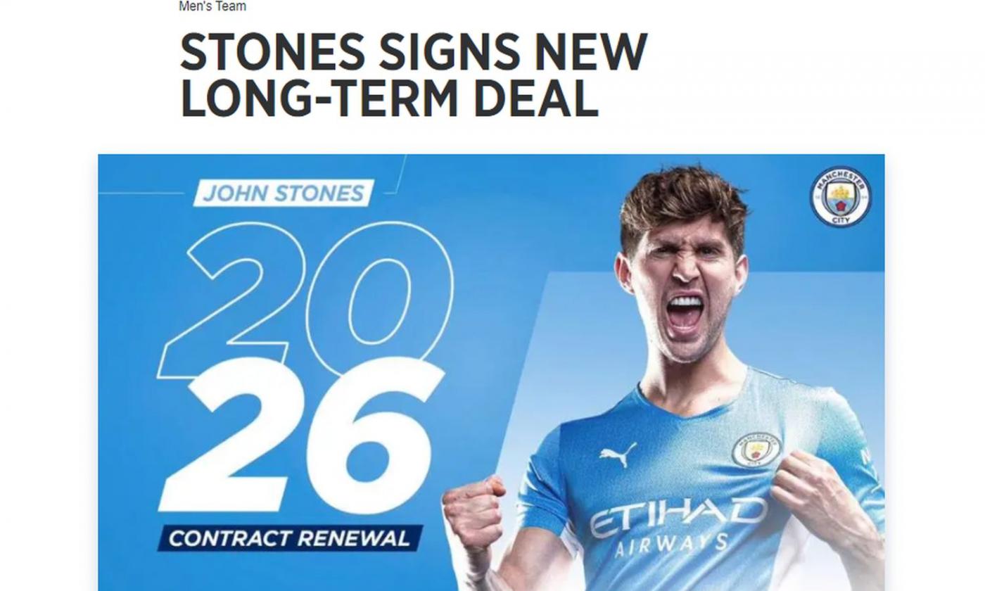 Manchester City, UFFICIALE: Stones fino al 2026