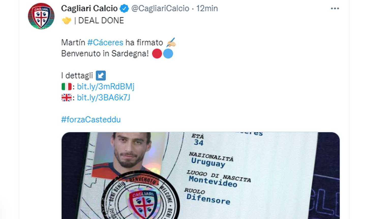 Convocati Cagliari: prima chiamata per Keita, c'è Caceres