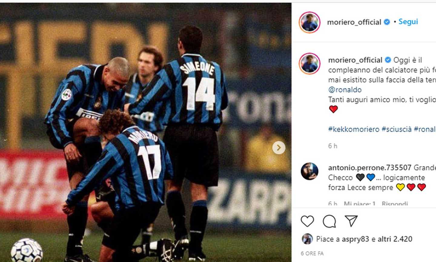 Inter, Moriero fa gli auguri a Ronaldo: 'Il calciatore più forte mai esistito sulla faccia della terra'