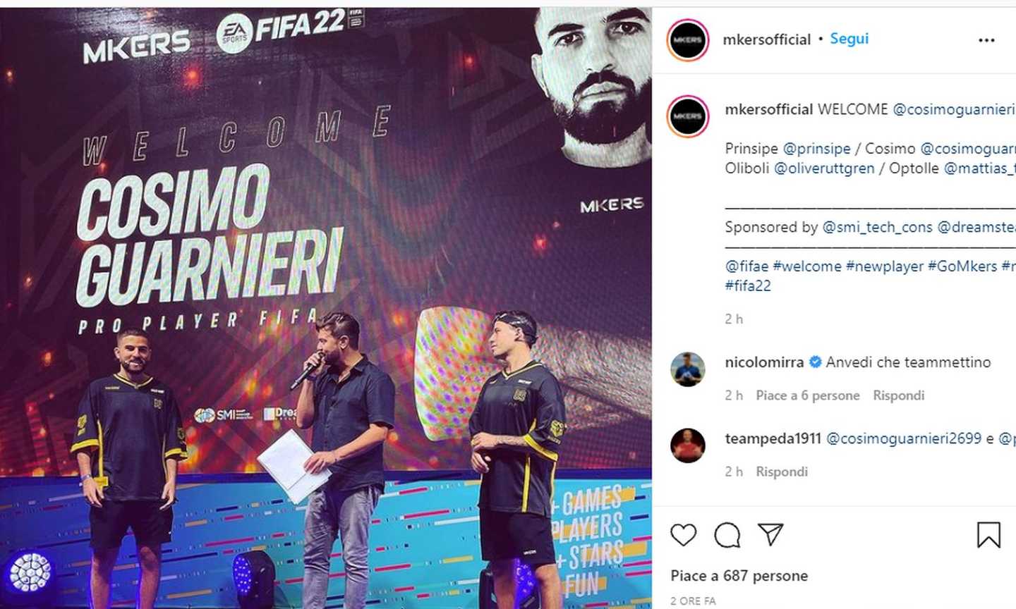 Fifa 22, si muove il mercato eSports: i Mkers ingaggiano Cosimo Guarnieri