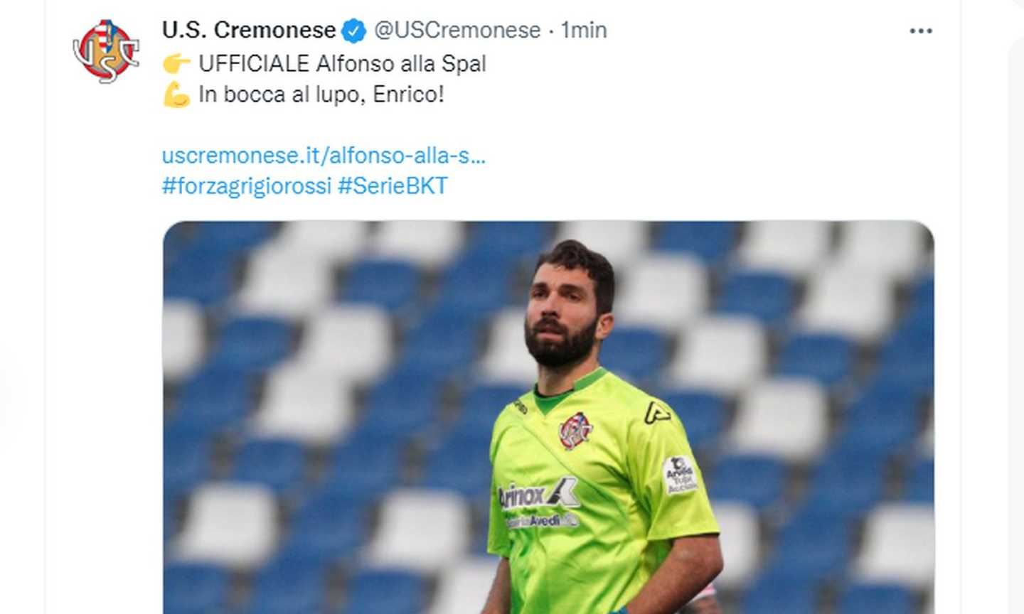 Cremonese, UFFICIALE: Alfonso alla Spal