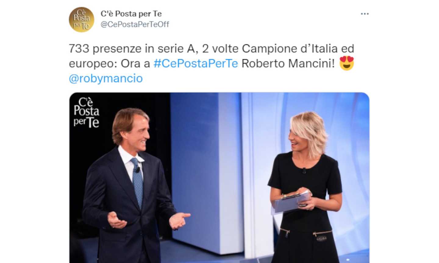 C'è posta per te: dopo Baggio c'è Mancini da Maria De Filippi VIDEO