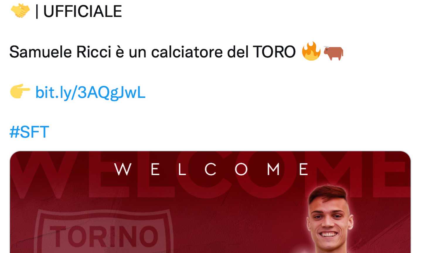 Torino, ecco che numero di maglia ha scelto Ricci