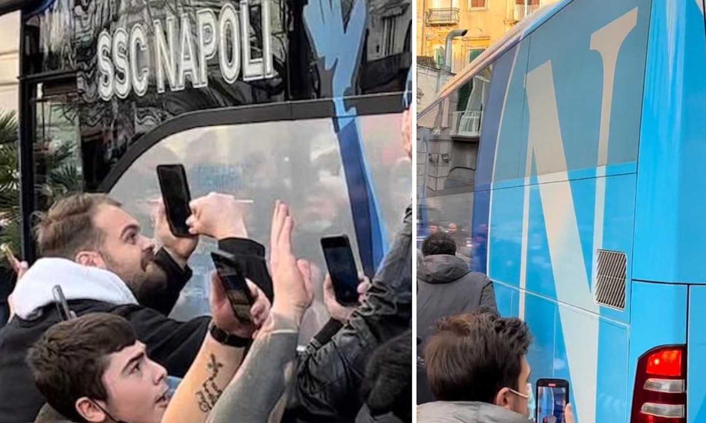 Napoli, la carica dei tifosi verso l'Inter: oltre 1000 persone fuori l'hotel degli azzurri, clima elettrico e cori VIDEO