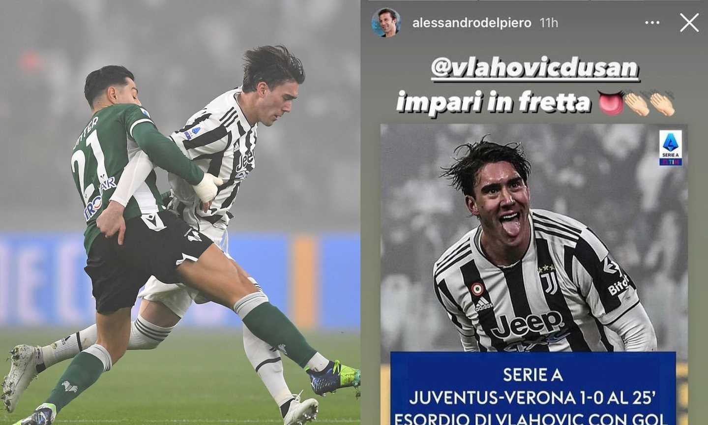 Juventus, Del Piero sull'esultanza di Vlahovic: 'Dusan, impari in fretta'