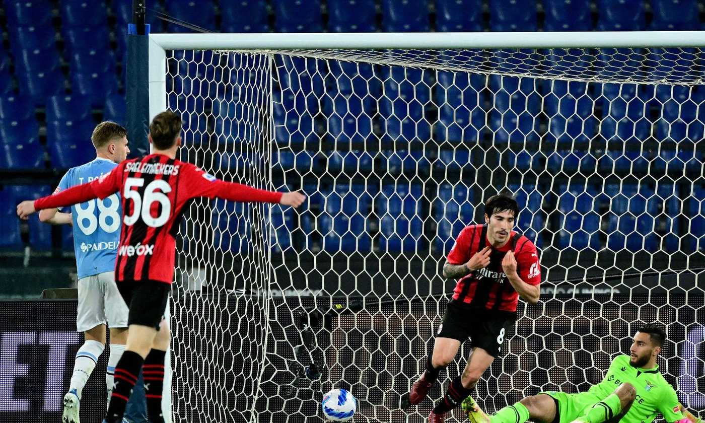 Lazio, scintille in campo tra Marusic e Acerbi dopo il gol subito da Tonali FOTO