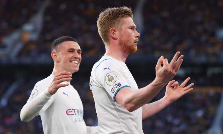 Premier: tris Chelsea, anche Lukaku in gol, Wolves-Manchester City 1-5: poker De Bruyne che esulta alla Haaland