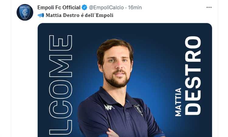 Empoli, Destro: '100 gol in A un obiettivo, ma è solo il primo. Ho un patto con Zanetti'