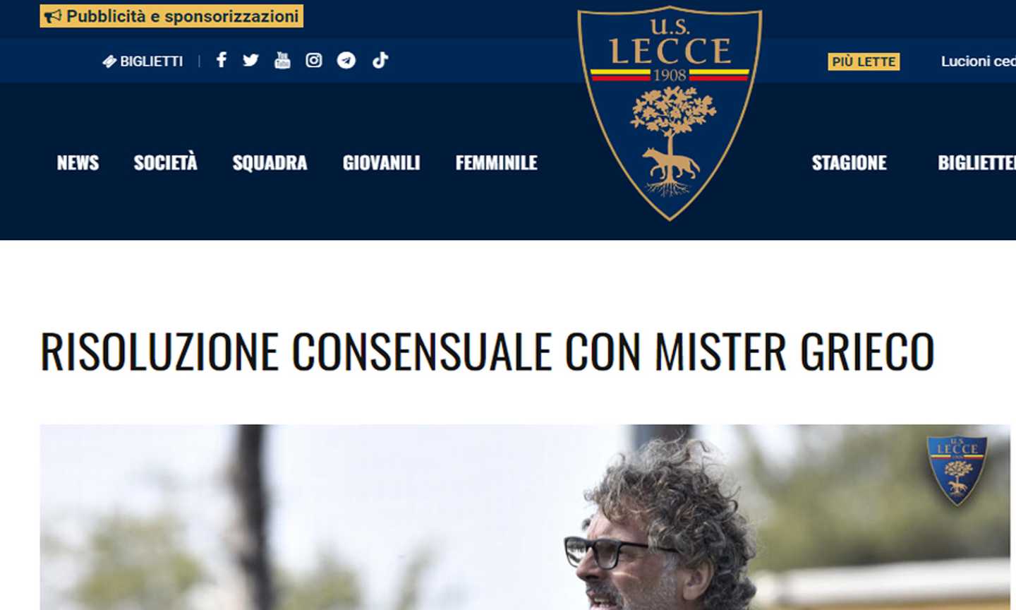 Lecce, UFFICIALE: risolto il contratto dell'allenatore della Primavera