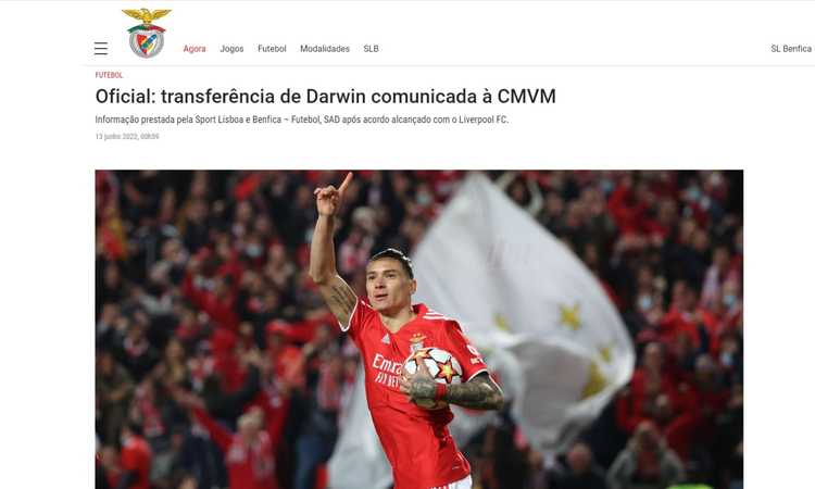 Benfica, UFFICIALE: Nunez al Liverpool. Affare da 100 milioni