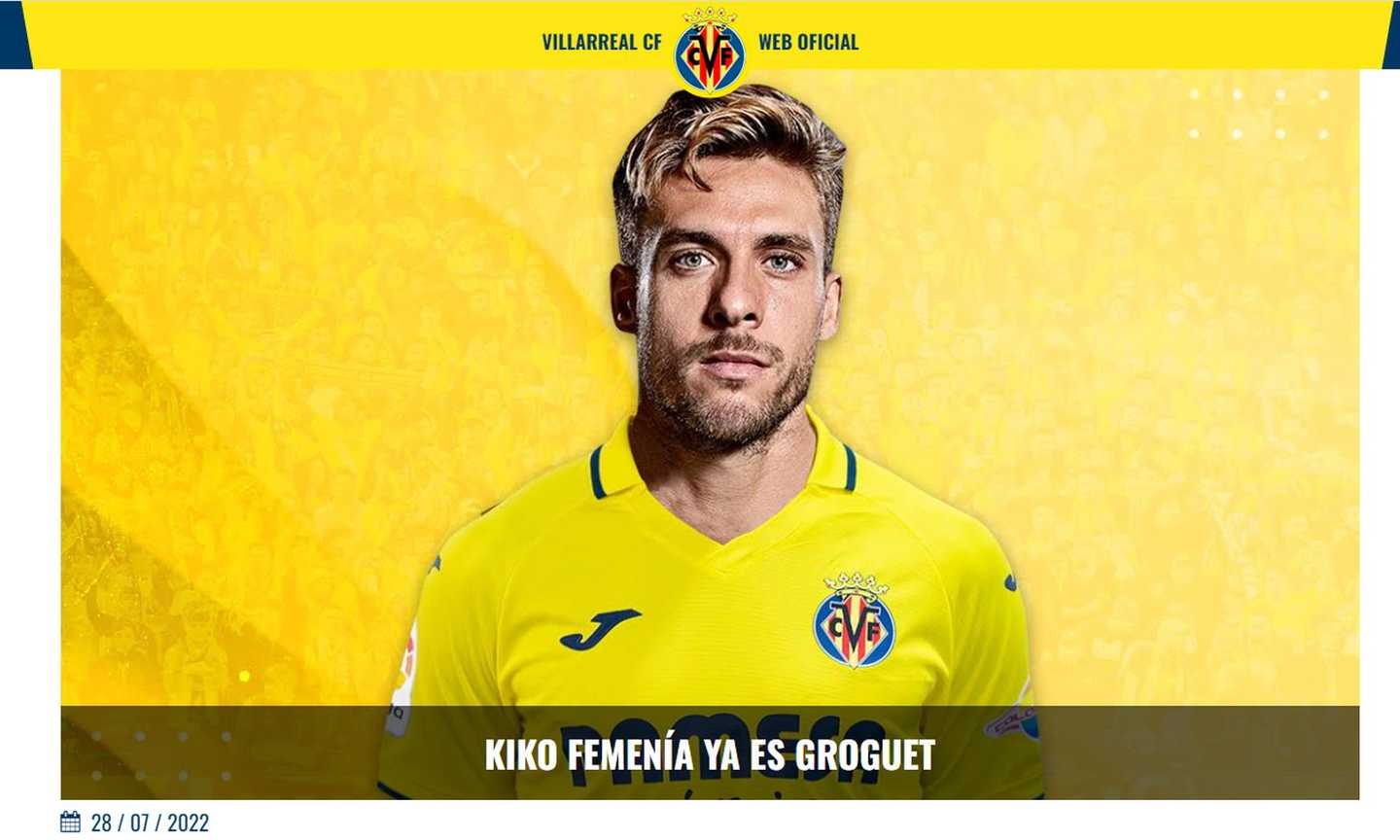 Villarreal, UFFICIALE: preso Kiko Femenìa