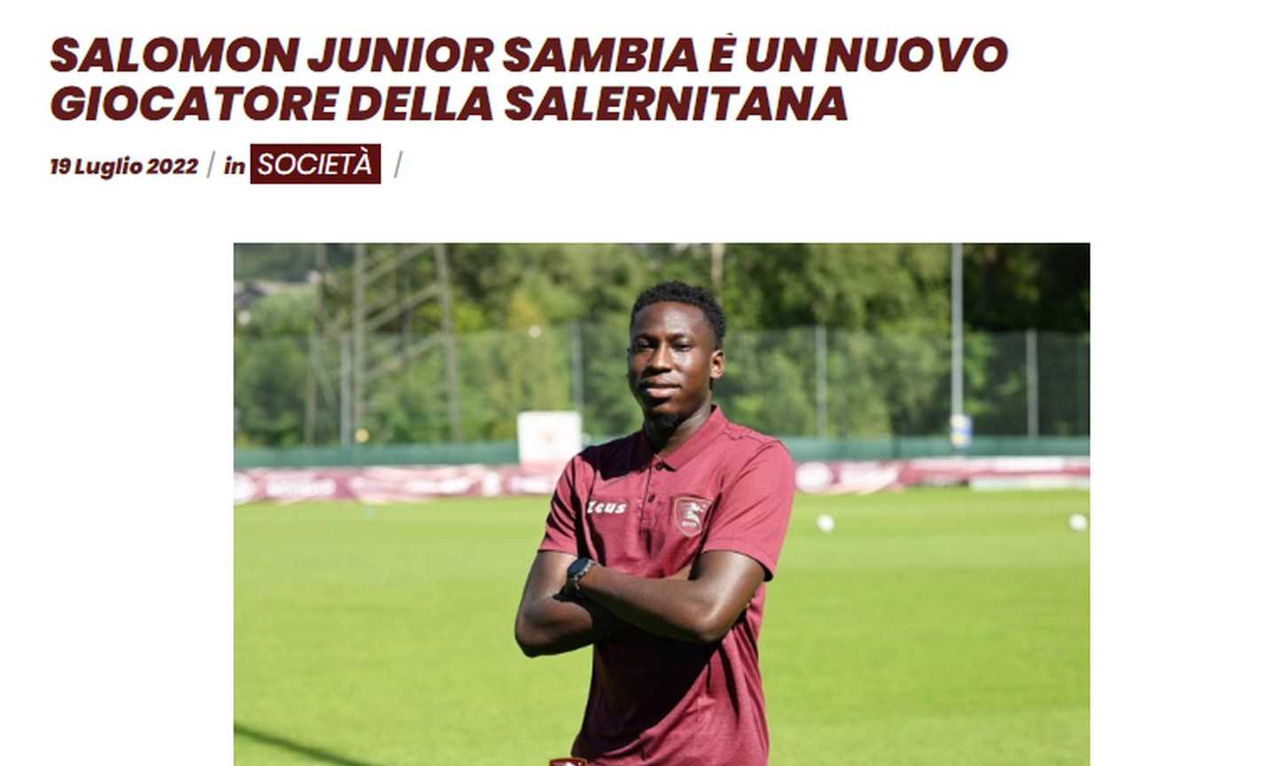 Salernitana, UFFICIALE: Sambia ha firmato