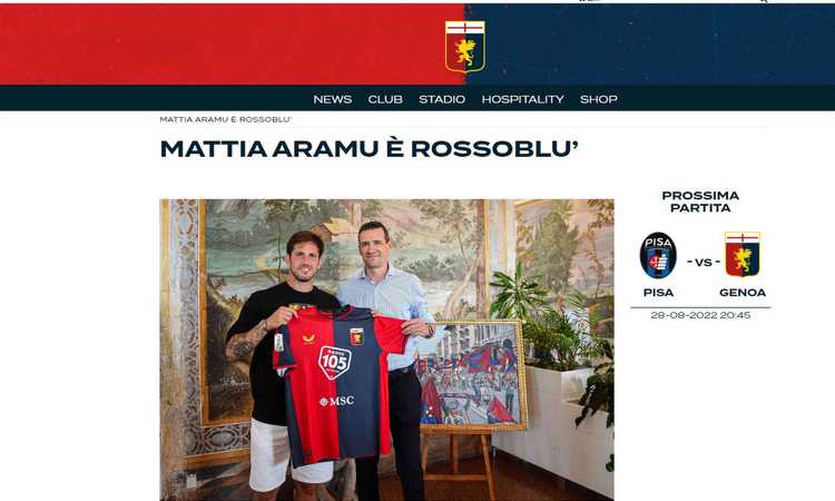 Genoa, Aramu: 'Dobbiamo dimostrare sul campo di essere favoriti, che affetto dei tifosi...'
