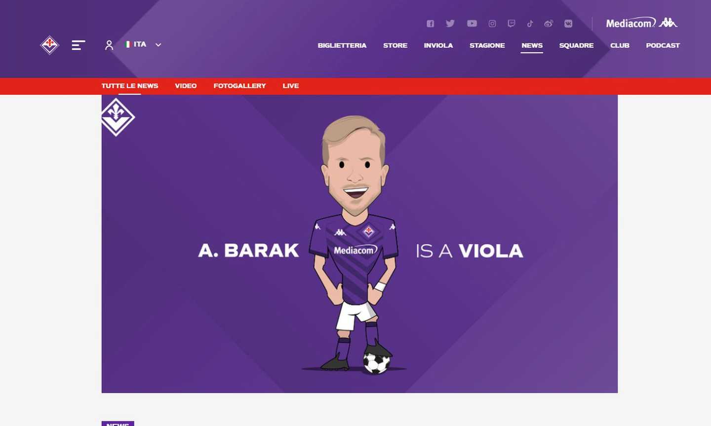 Fiorentina, è UFFICIALE Barak