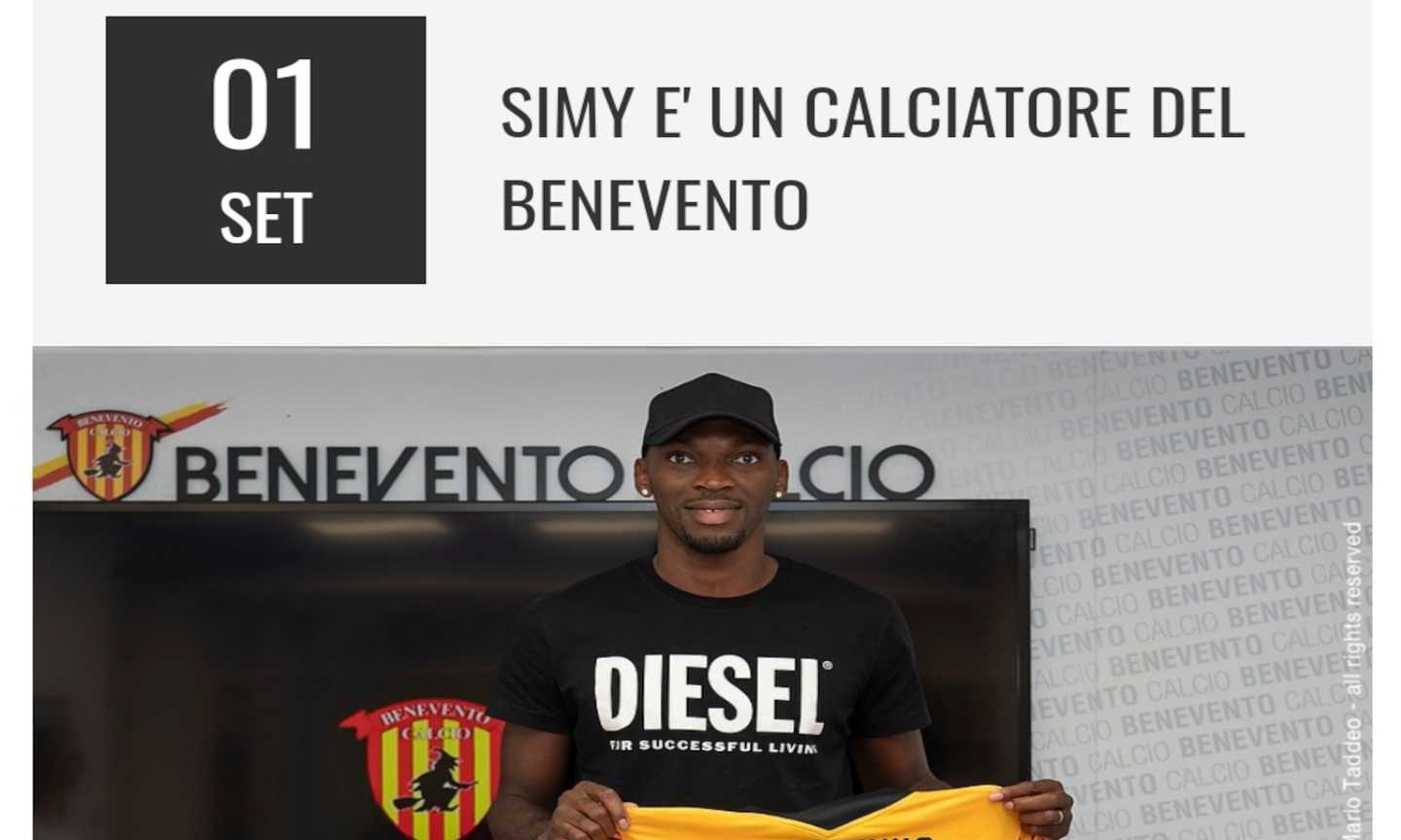 Benevento, ufficiale Simy: l'attaccante arriva in prestito