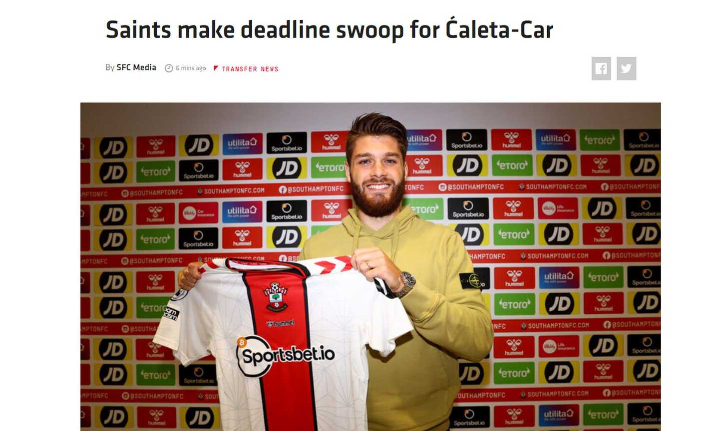 Southampton, UFFICIALE: dal Marsiglia Caleta-Car