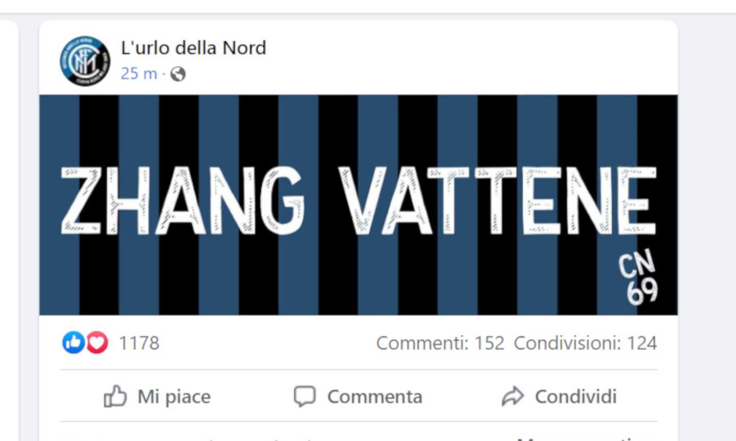 Inter, la Curva Nord: 'Zhang vattene'