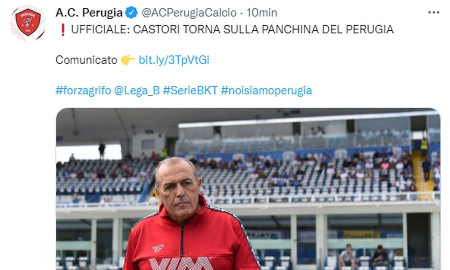 Perugia, UFFICIALE: torna Castori