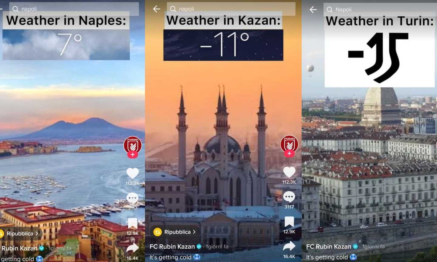 Juve, il Rubin Kazan infierisce! Il -15 diventa una temperatura su TikTok, grasse risate VIDEO