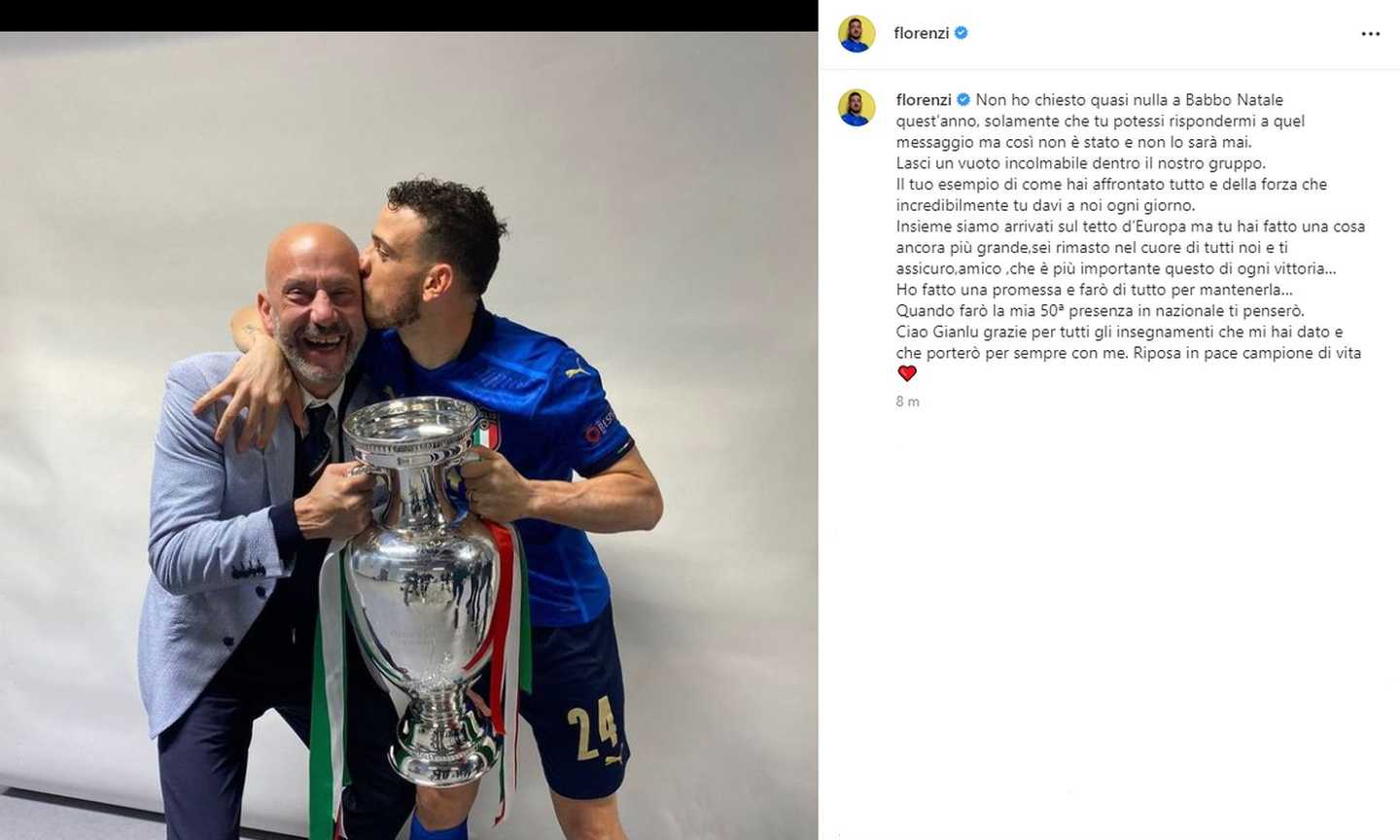 Addio Vialli, Florenzi commosso: 'Lasci un vuoto incolmabile. Ho fatto una promessa, farò di tutto per mantenerla'