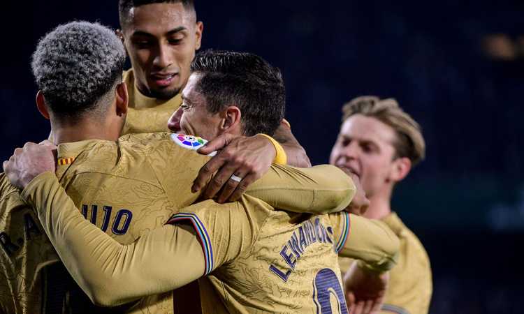 Liga, il Barcellona vince anche col Betis e va in fuga: è 2-1, + 8 sul Real!