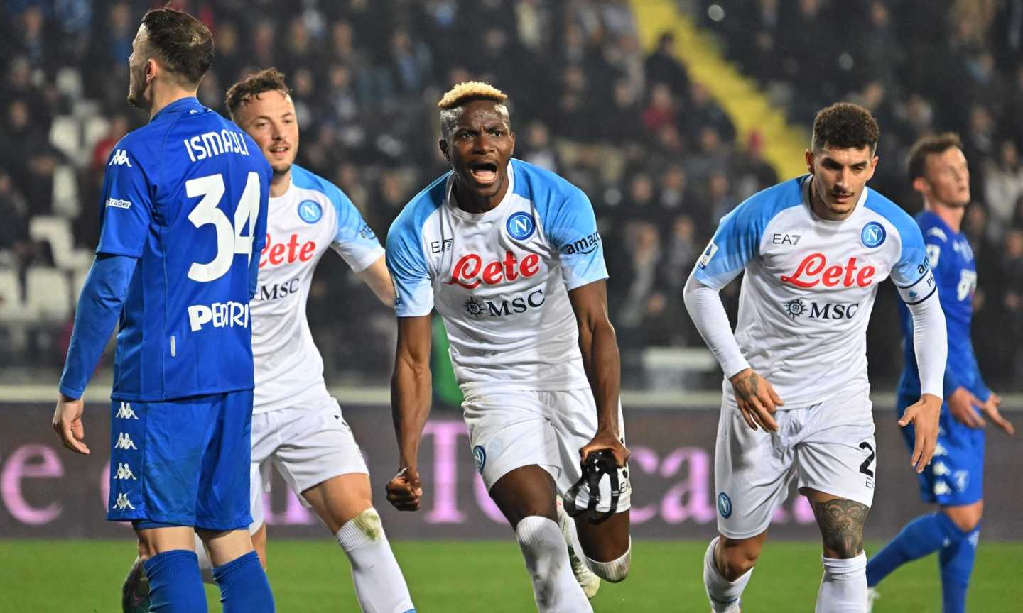 Osimhen fa 19, il Napoli fa +18: battuto anche l’Empoli, 0-2 al Castellani