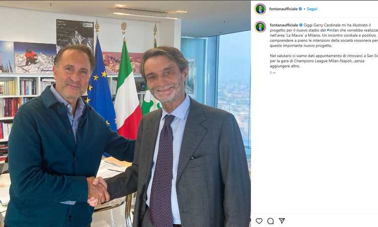 Milan, Cardinale e Furlani in Regione: 'Buon incontro'. Il presidente Fontana: 'Illustrato il progetto a La Maura'