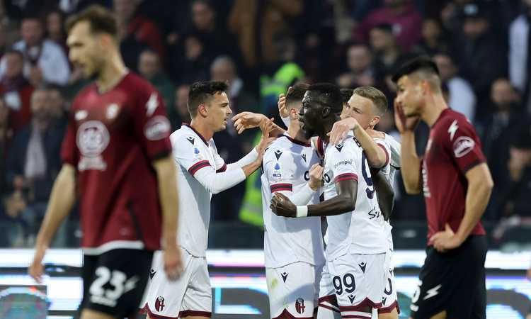 Il Bologna riprende due volte la Salernitana. Arnautovic, altro stop
