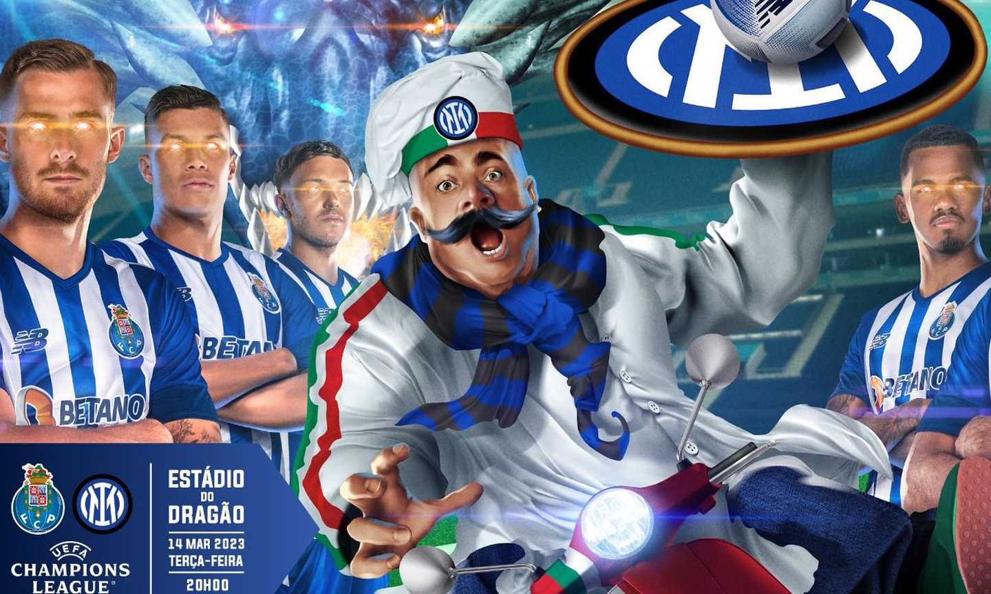 Il Porto è indemoniato e aspetta l'Inter: nella grafica i nerazzurri sono... un pizzaiolo pacioccone FOTO