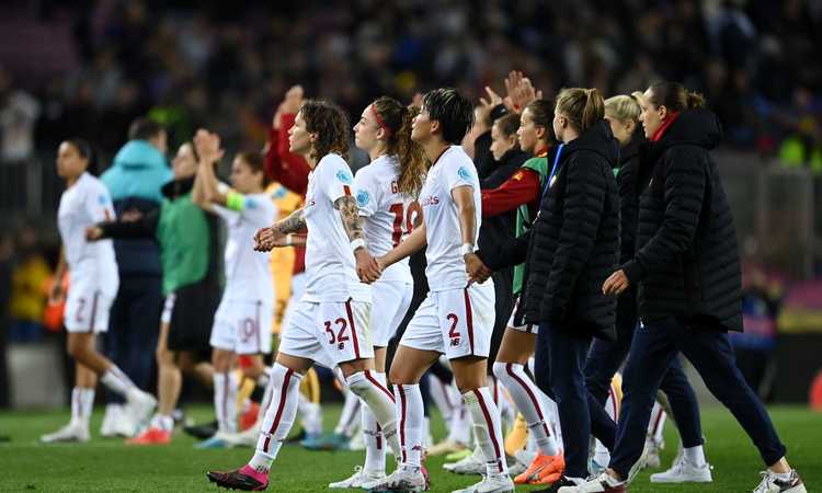 Troppo Barcellona per la Roma Femminile, fuori dalla Champions. Ma che festa al Camp Nou