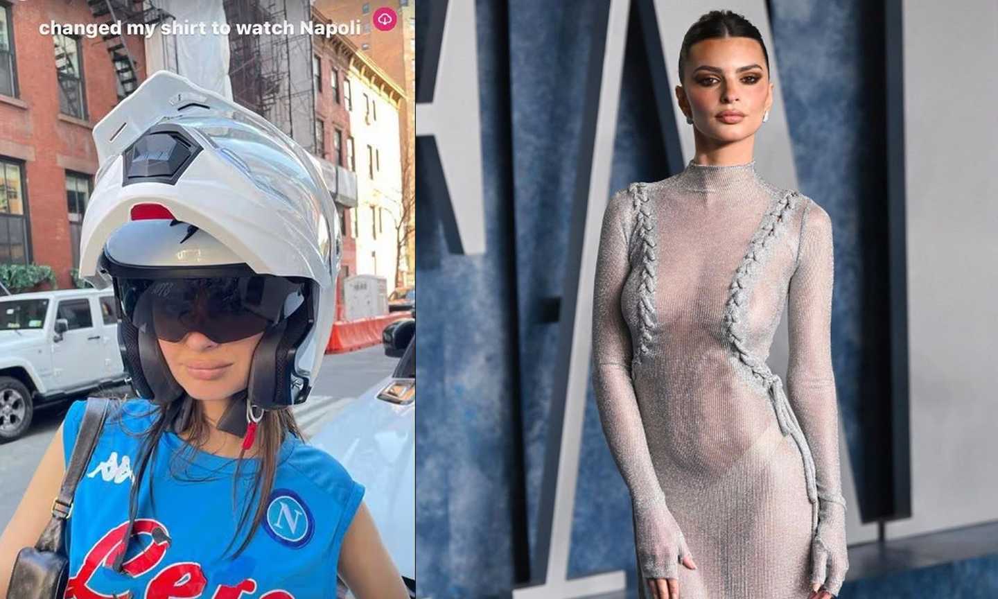 Emily Ratajkowski porta sfortuna. L'accusa alla modella dopo aver indossato la maglia del Napoli FOTO