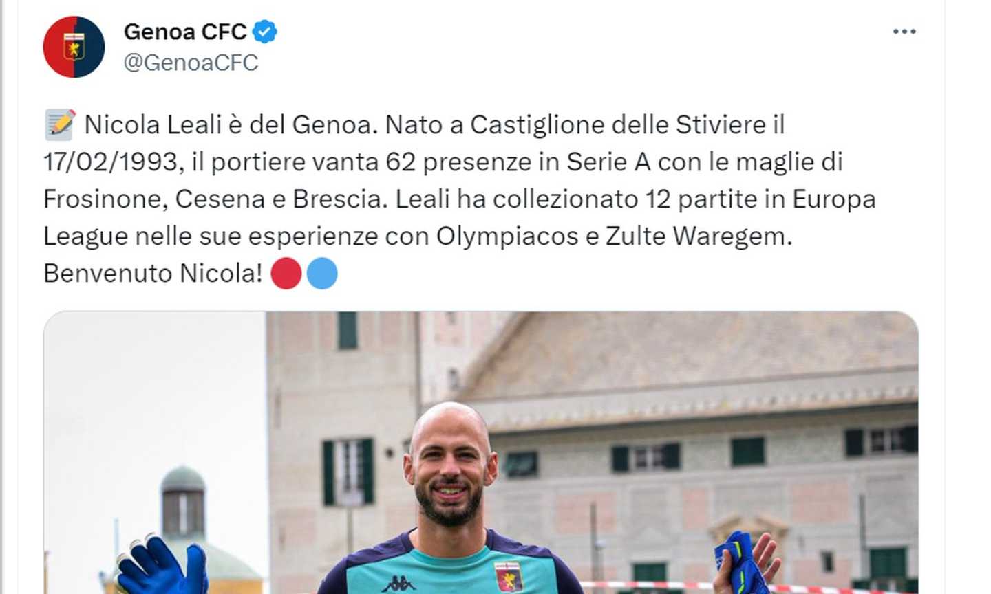 Genoa, è UFFICIALE l'arrivo di Leali