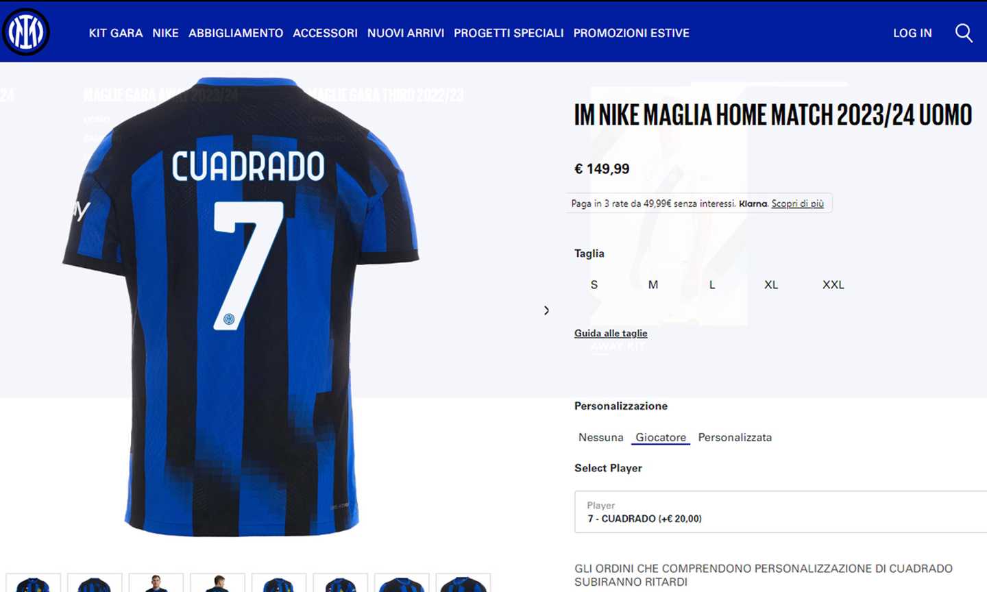 Inter, giallo Cuadrado: cambia la simulazione online del numero di maglia