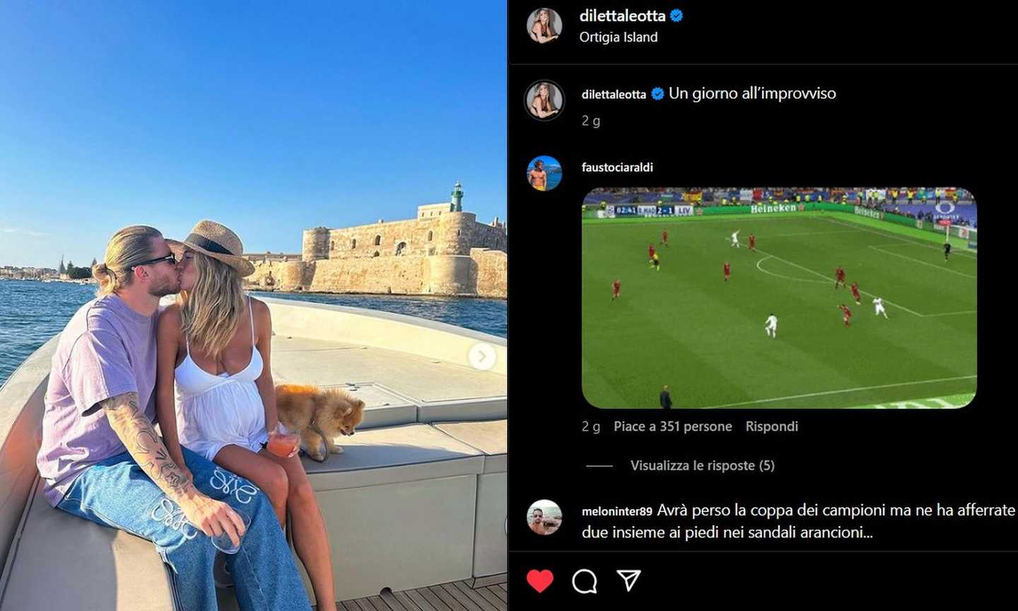 Diletta Leotta e Karius, ultimi momenti in due: 'Un giorno all'improvviso...' FOTO