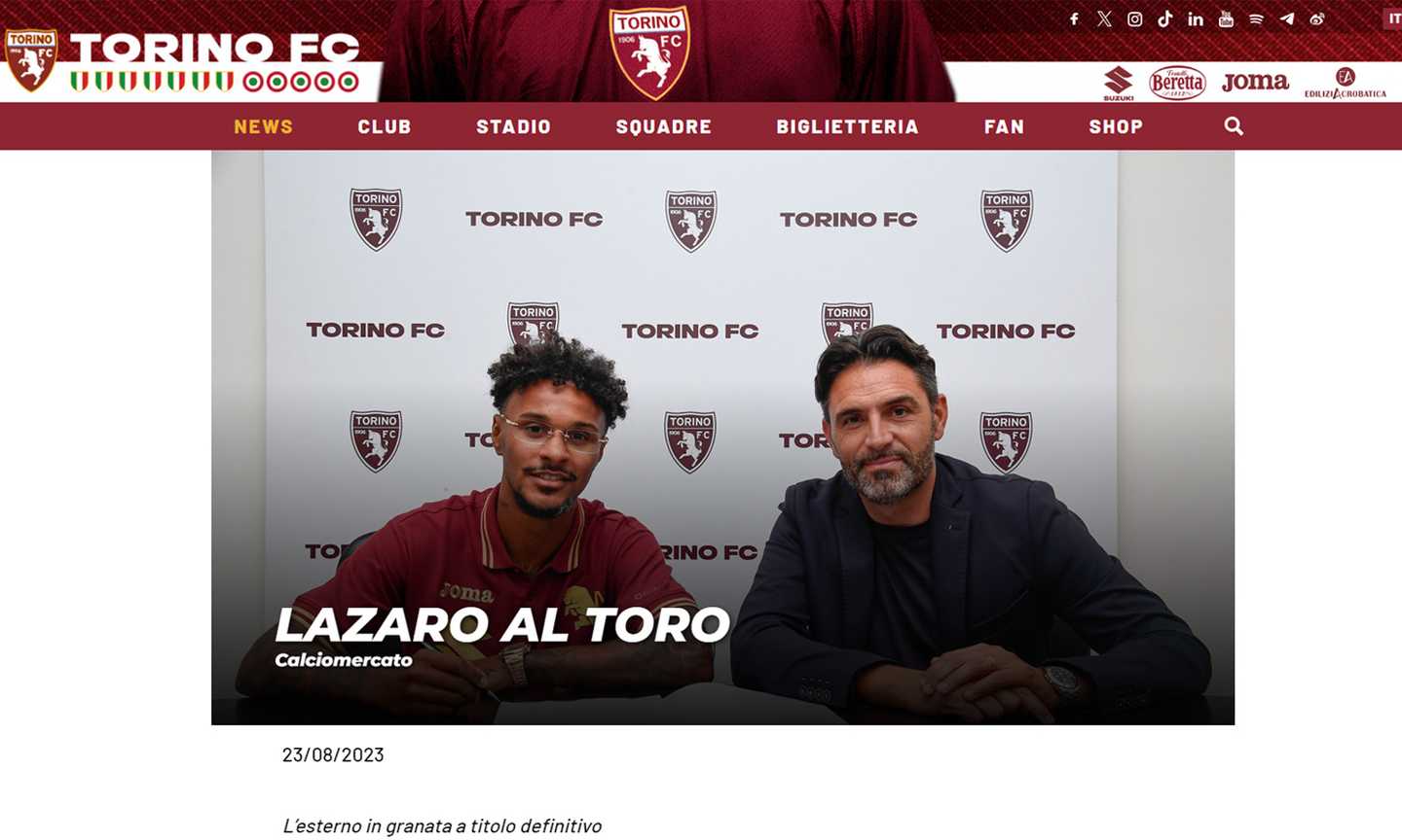 Inter, UFFICIALE: Lazaro torna al Torino. Cifre e comunicati