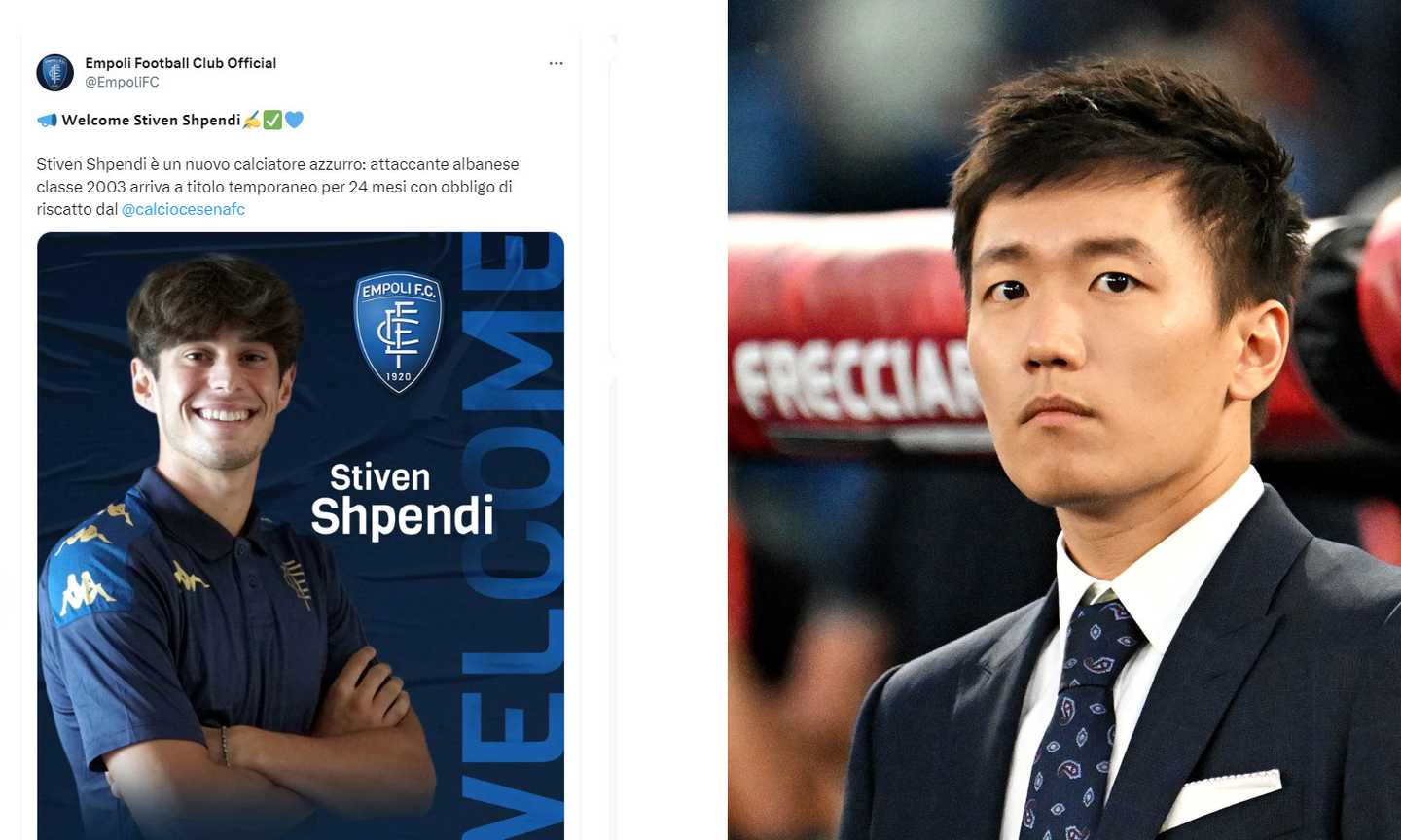 Stiven Shpendi all'Empoli: gli interisti invitano Zhang a comprare sul mercato