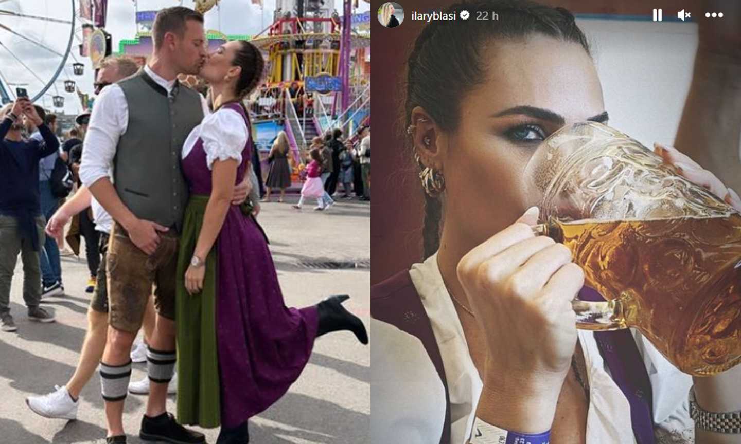 Ilary Blasi in abiti bavaresi con il compagno Bastian all'Oktoberfest FOTO e VIDEO 