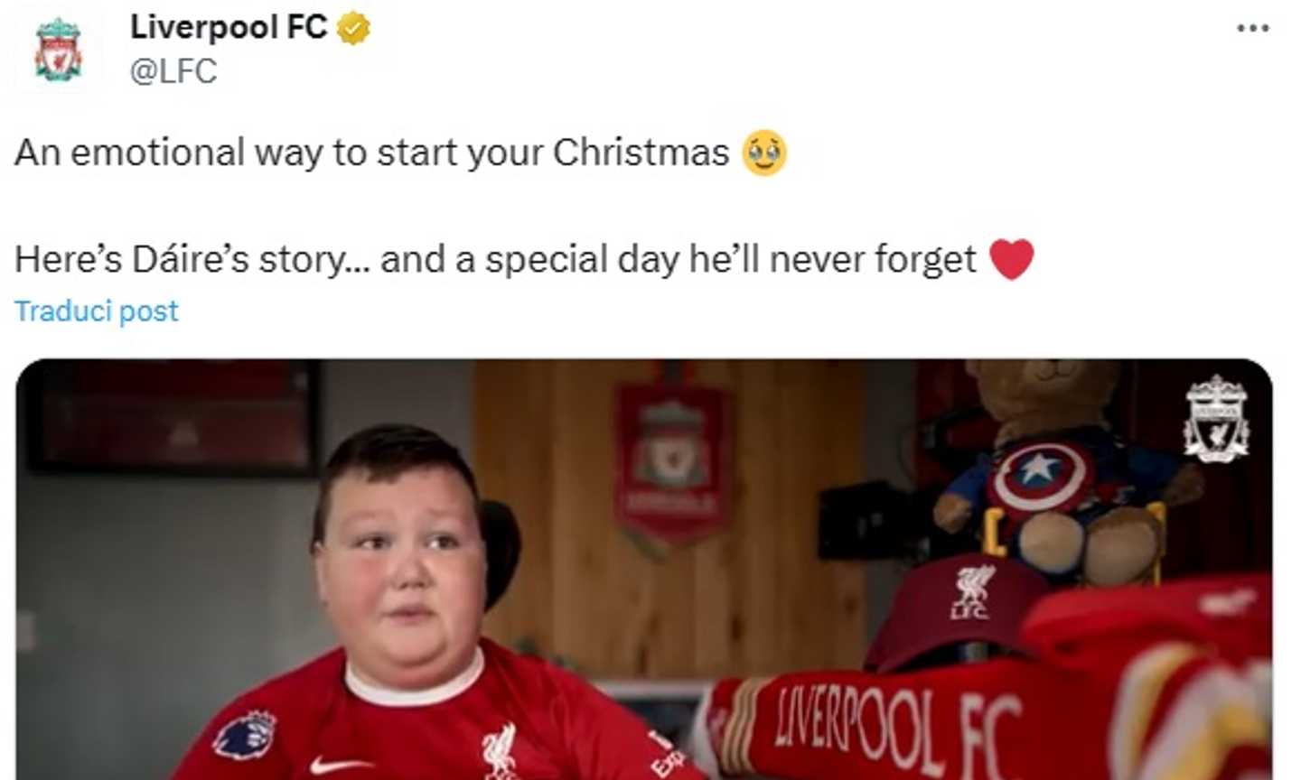 Momenti Di Gioia, il canto di Natale del Liverpool e il regalo più bello per un giovane tifoso malato