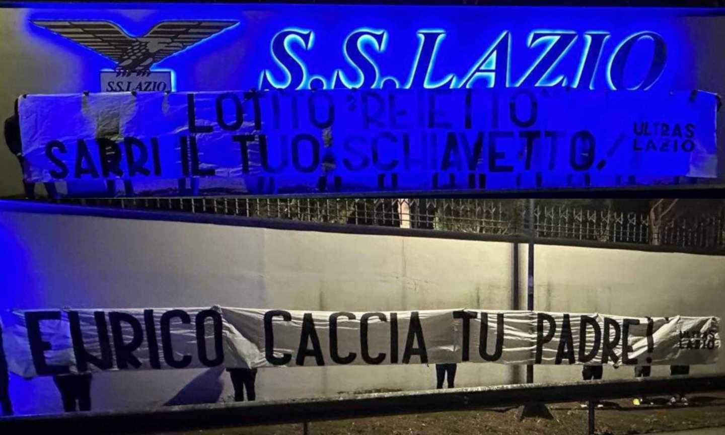 Lazio, Lotito e Sarri contestati dai tifosi: striscioni fuori da Formello