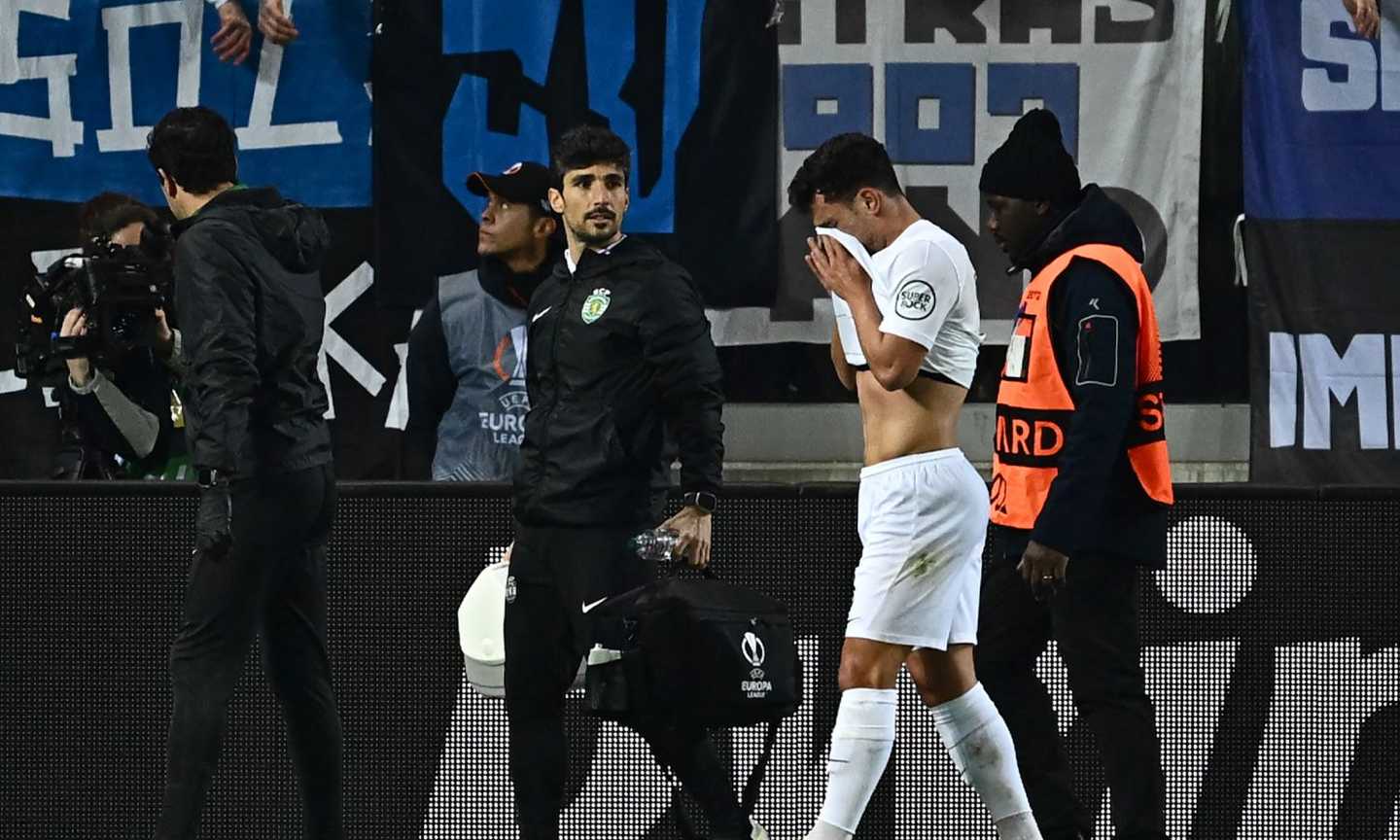 Atalanta-Sporting, Goncalves segna e si fa male: esultanza in lacrime